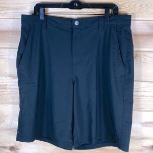 Columbia PFG Black Flat Front Shorts 36W 10in